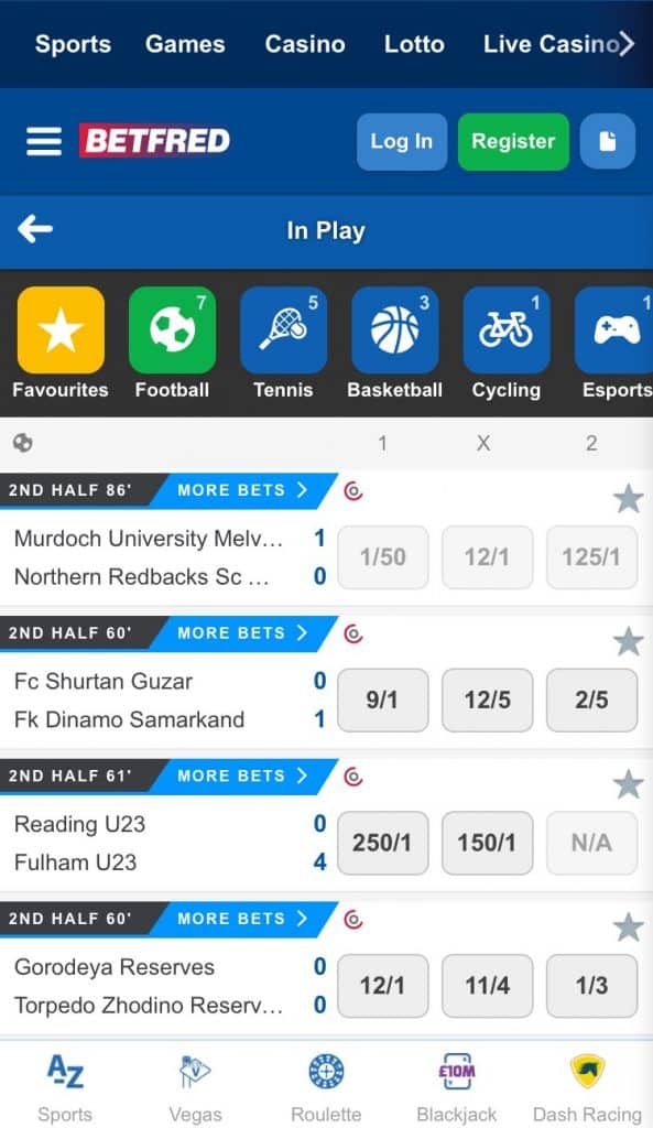 Betfred Mobile App in play