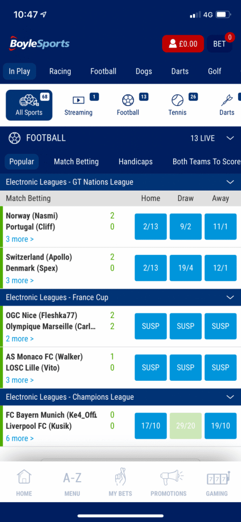 BoyleSports App in play