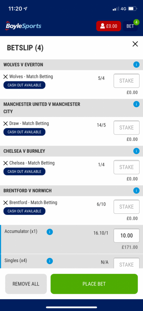 BoyleSports App Bet Slip